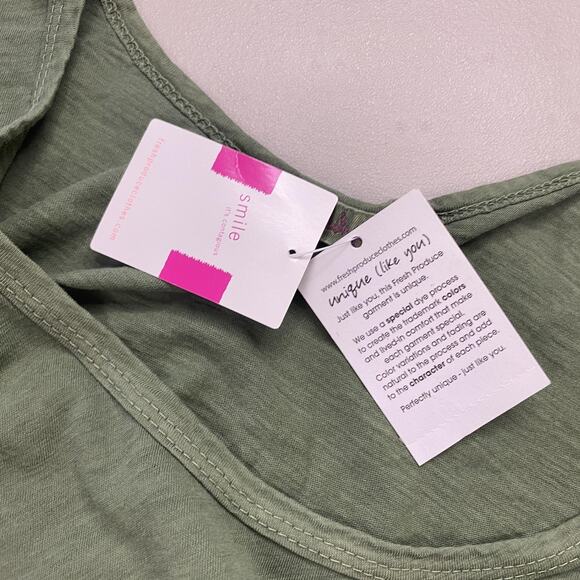 Fresh Produce Top Womens Medium Green Moss Vintage Slub Scoop Neck T Shirt NEW - Picture 10 of 12